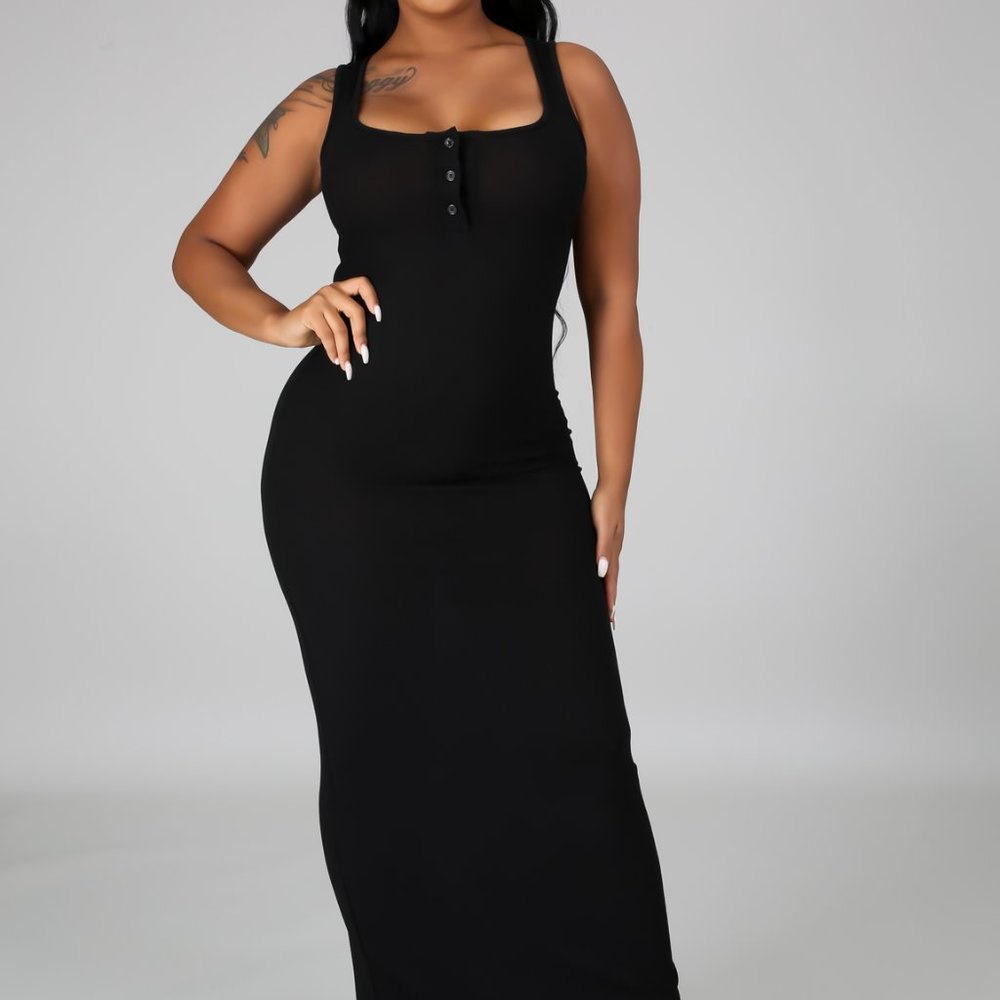 Pencil Black Maxi Dress